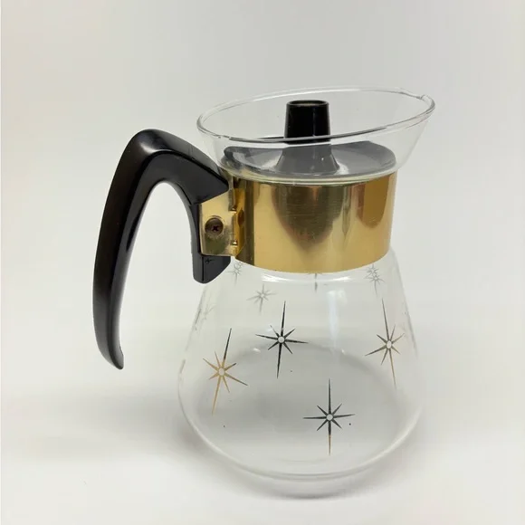 Vintage MCM Pyrex Corning 1960s Atomic Star Burst 4-6 Cup Coffee Pot Carafe - Picture 4 of 10